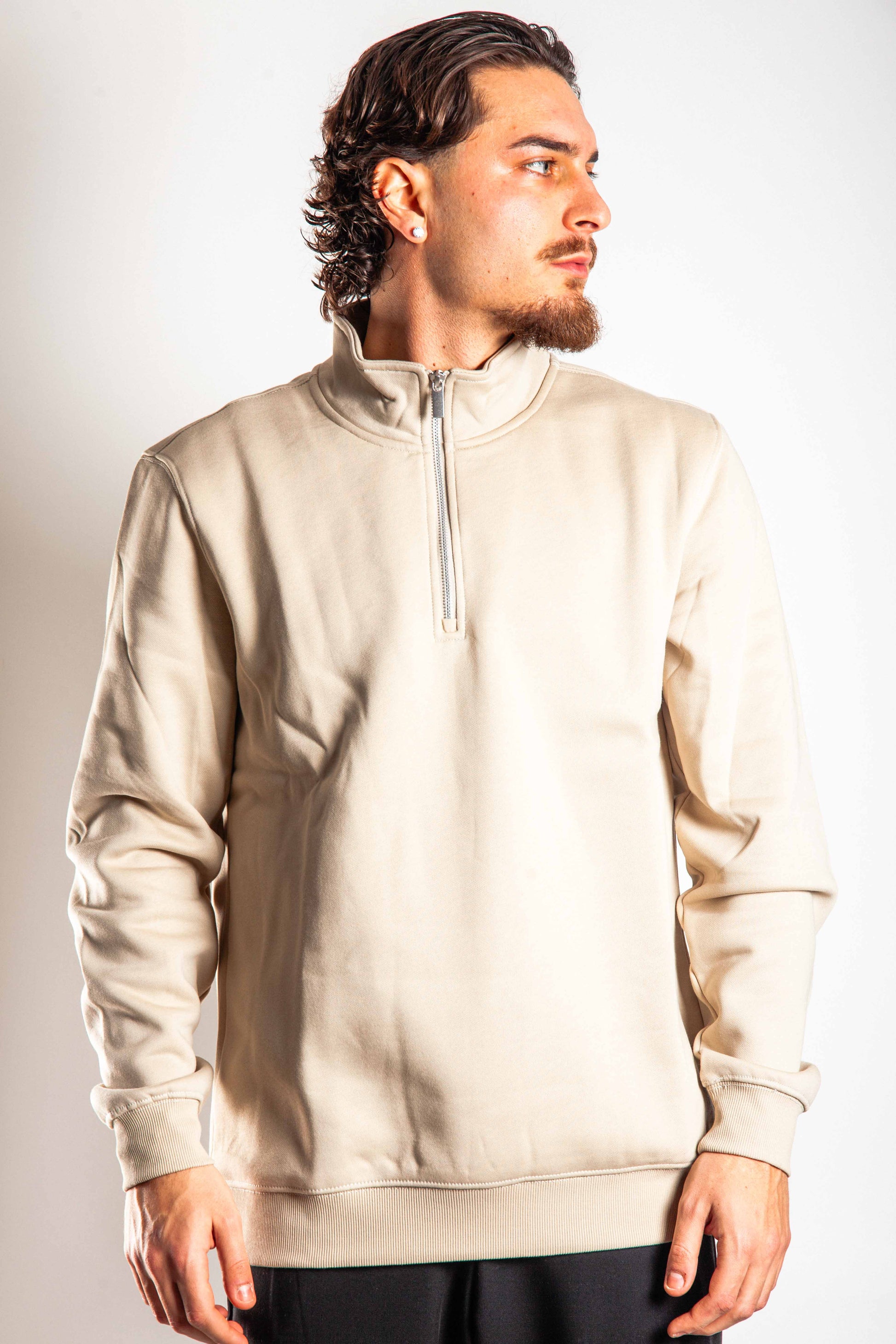 SWEAT DEMI-ZIP HIVER CLAIR