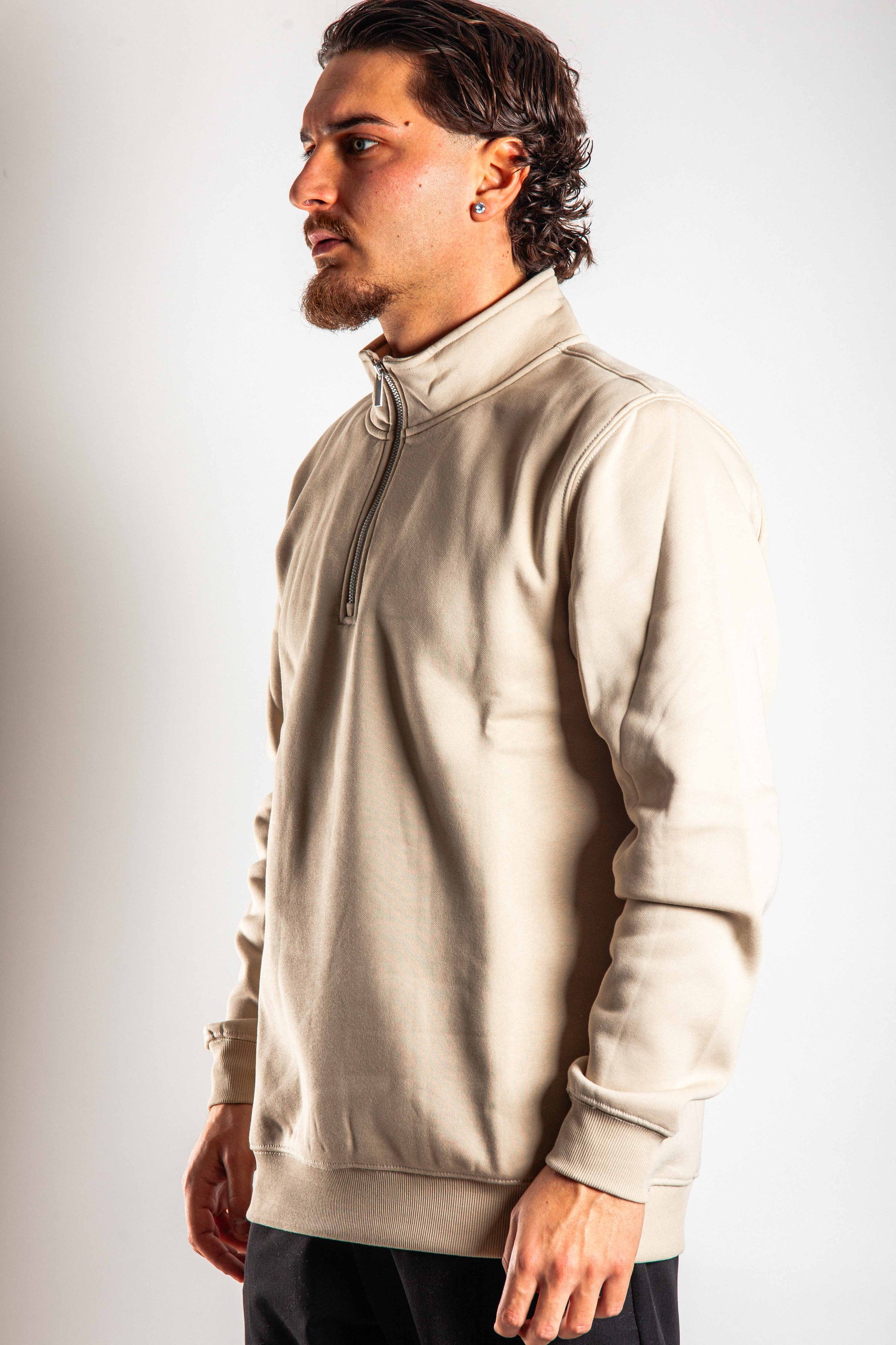 SWEAT DEMI-ZIP HIVER CLAIR